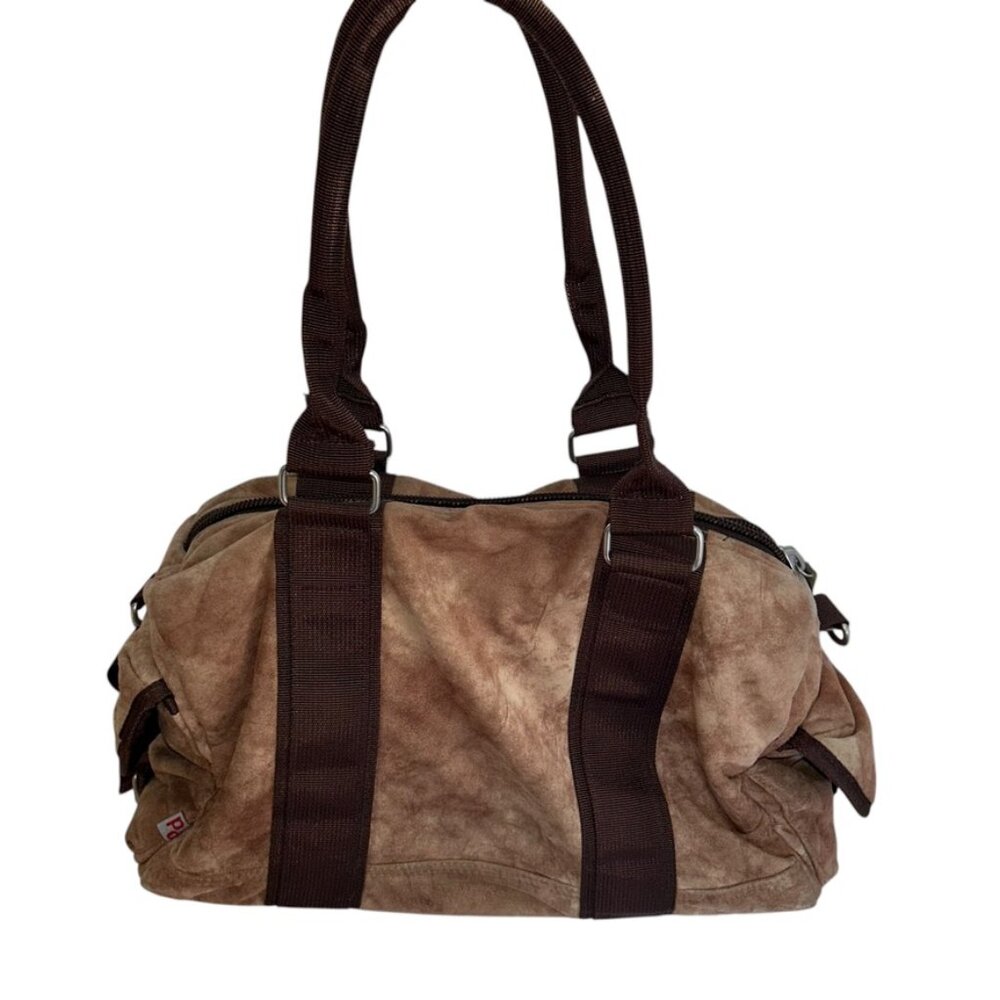 paulpac mocha brown tie dye look velvety duffle cross body bag purse - Picture 3 of 8